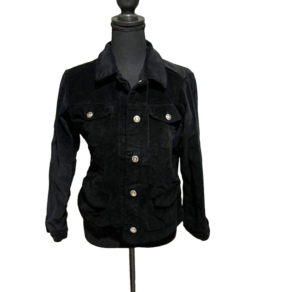 Black Courduroy women's sz S jean Jacket blazer capsule grunge cowgirl travel